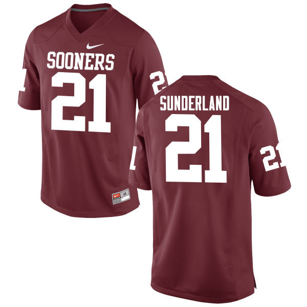 Men Oklahoma Sooners #21 Will Sunderland College Football Jerseys Game-Crimson